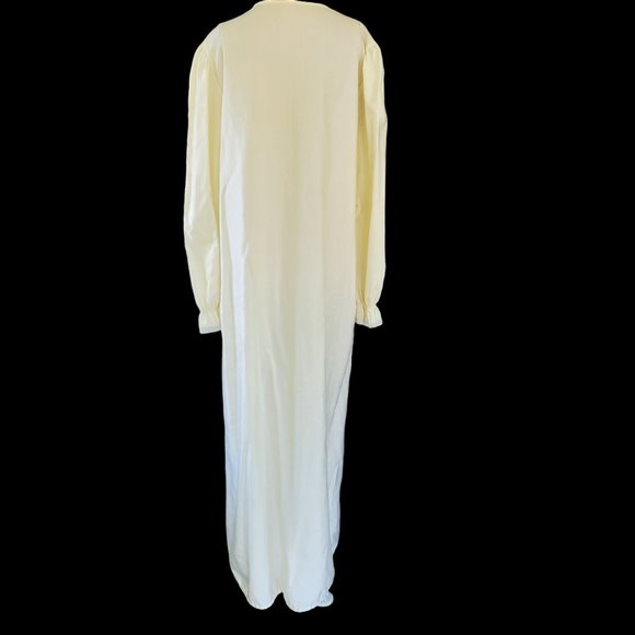 Vintage JC Penney Maxi Nightgown Women's L Pale Yellow Embroider Union Label - Picture 8 of 10
